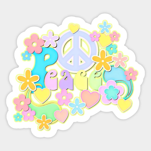 Peace Sign Flower Power Hippy Design Sticker by AlondraHanley